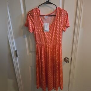Polka Dot Coral Dress Nwt Lularoe